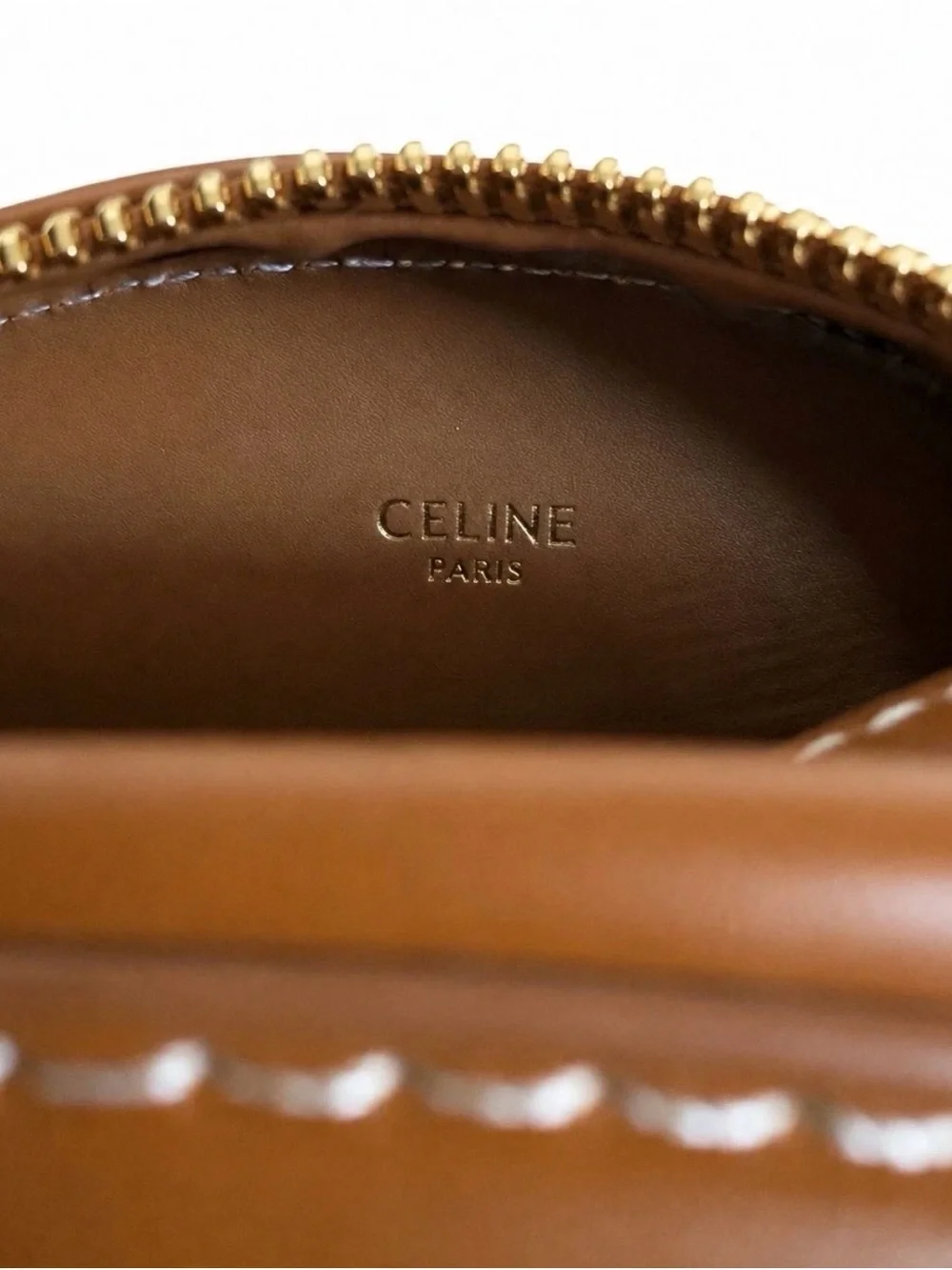 Celine Triomphe Oval Crossbody Bag-Brown Leather